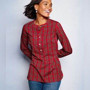 Talbots PLUS / BAND COLLAR TUNIC - CELEBRATE PLAID / Size 2X